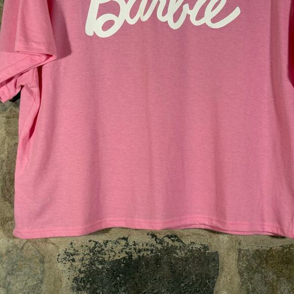 Barbie Pink Oversized T-Shirt XL Logo Graphic Tee Cotton Blend Retro Look Casual - Picture 3 of 10